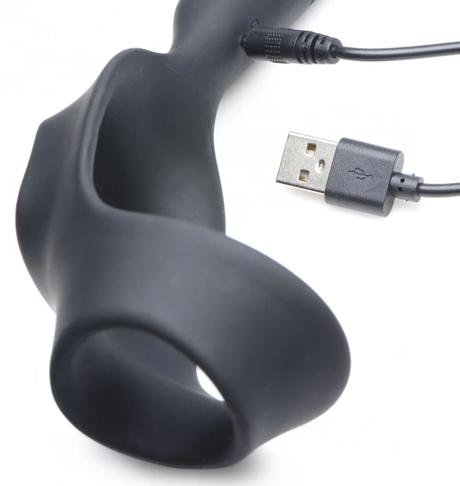 10X P-Bomb Silicone Cock and Ball Ring with Vibrating Anal Plug - Image 4