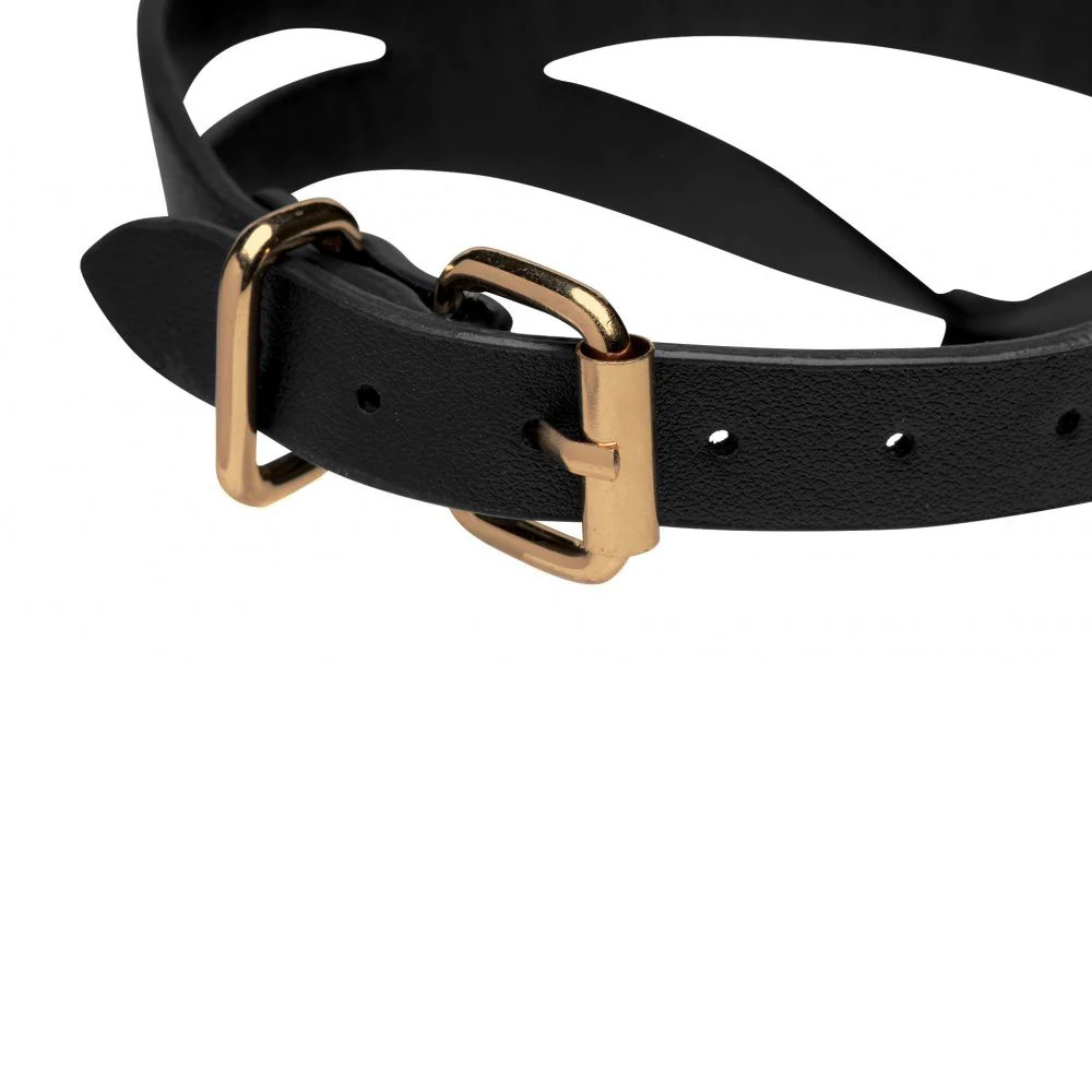 Bondage Baddie Black and Gold Collar with O-Ring - Image 5