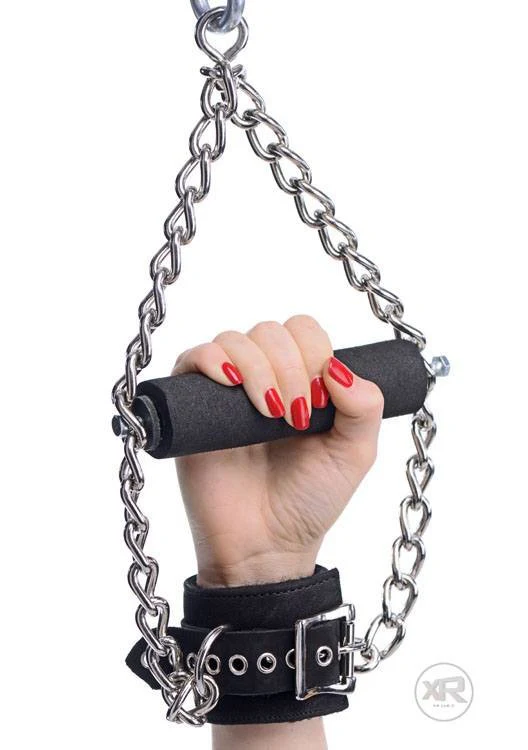 Fur Lined Nubuck Leather Suspension Cuffs with Grip - Image 3