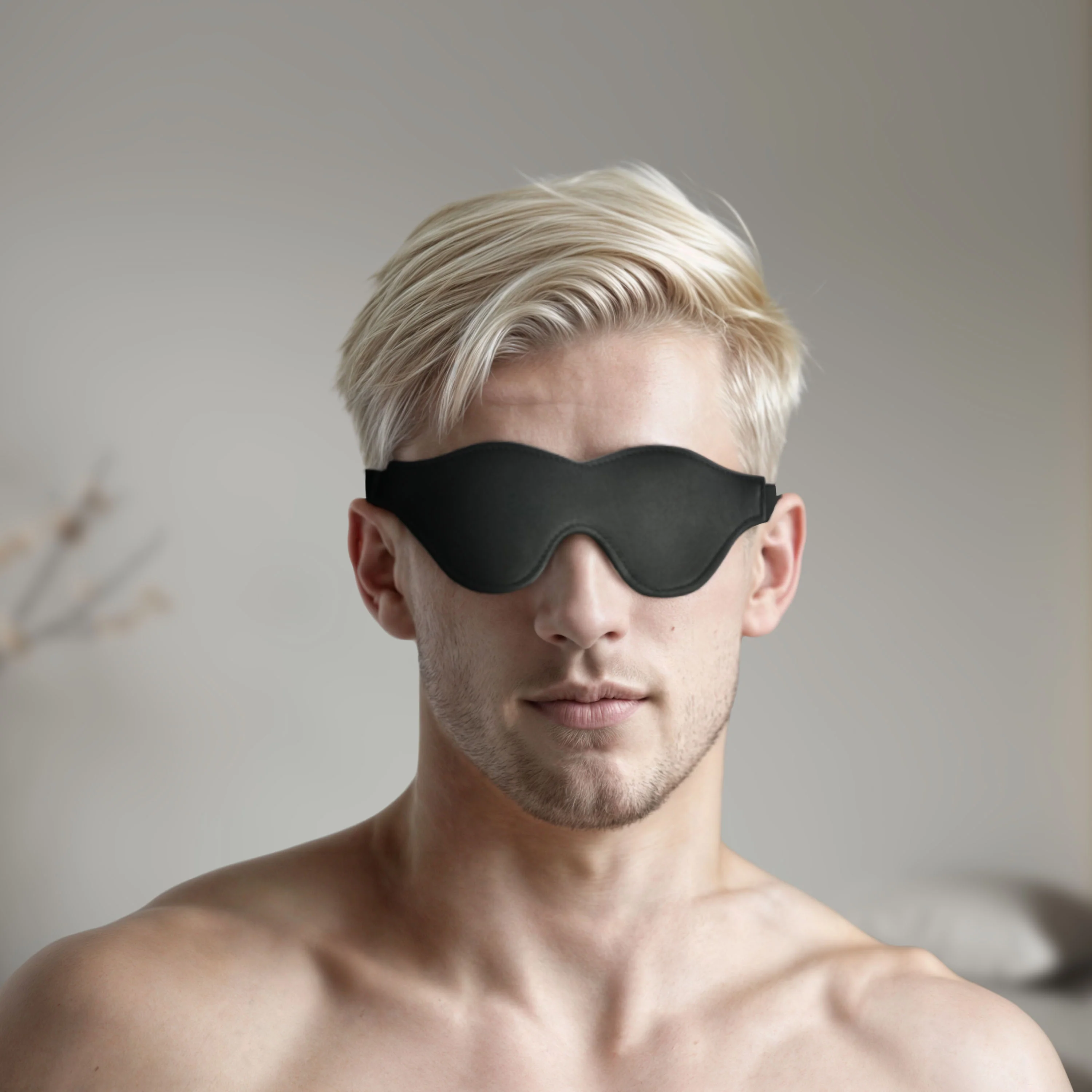Strict Leather Black Fleece Lined Blindfold - Image 3